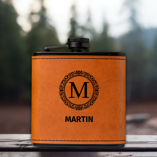 Personalized Flask, Custom Monogrammed Name Flask Gift for Him, Husband, Men