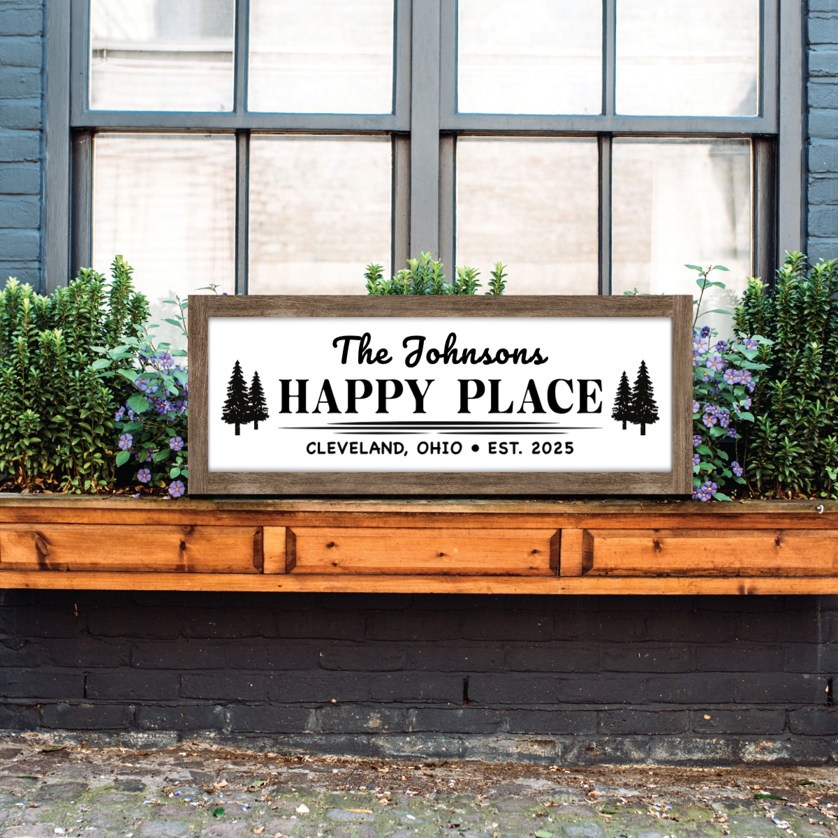 Personalized Family Happy Place Wood Sign, Custom Home Decor, Wall art, Gift