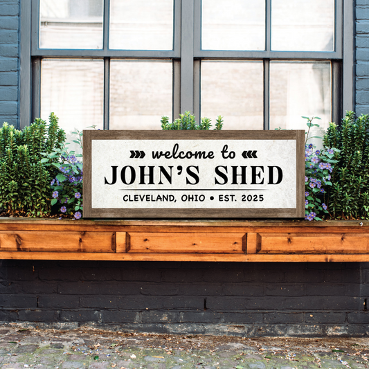 Personalized Shed Welcome Wood Sign, Custom Decor, House Wall art, Gift