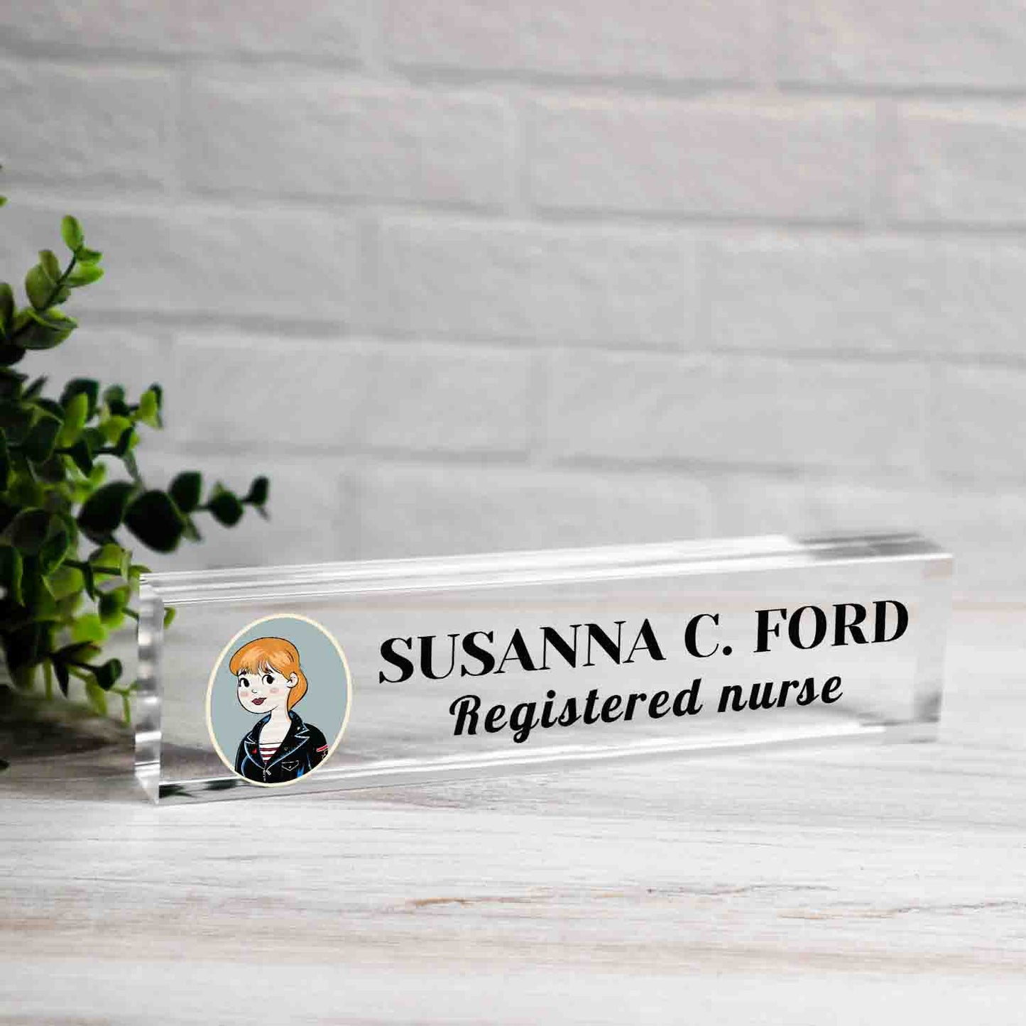 Personalized Office Nameplate, Custom Business Name Wedge, Clear Firm Office Desk Sign, Promotion Gift, Work Job Title Desk Bar Name Plate