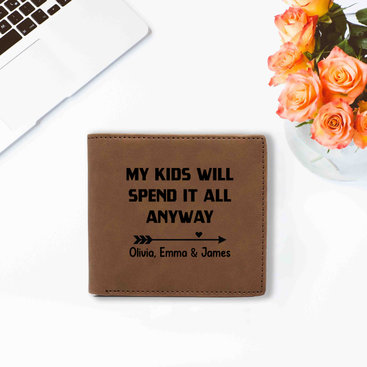 Personalized Funny Wallet for Dad, Custom Grandpa Gift with kids names, Fathers Day Gift