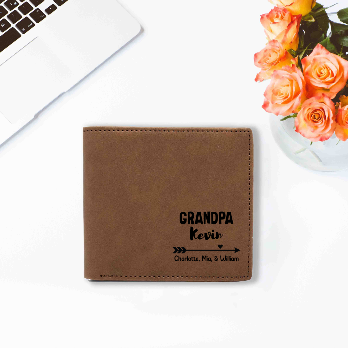 Personalized Funny Wallet for Grandpa, Custom Dad Gift with kids names, Fathers Day Gift