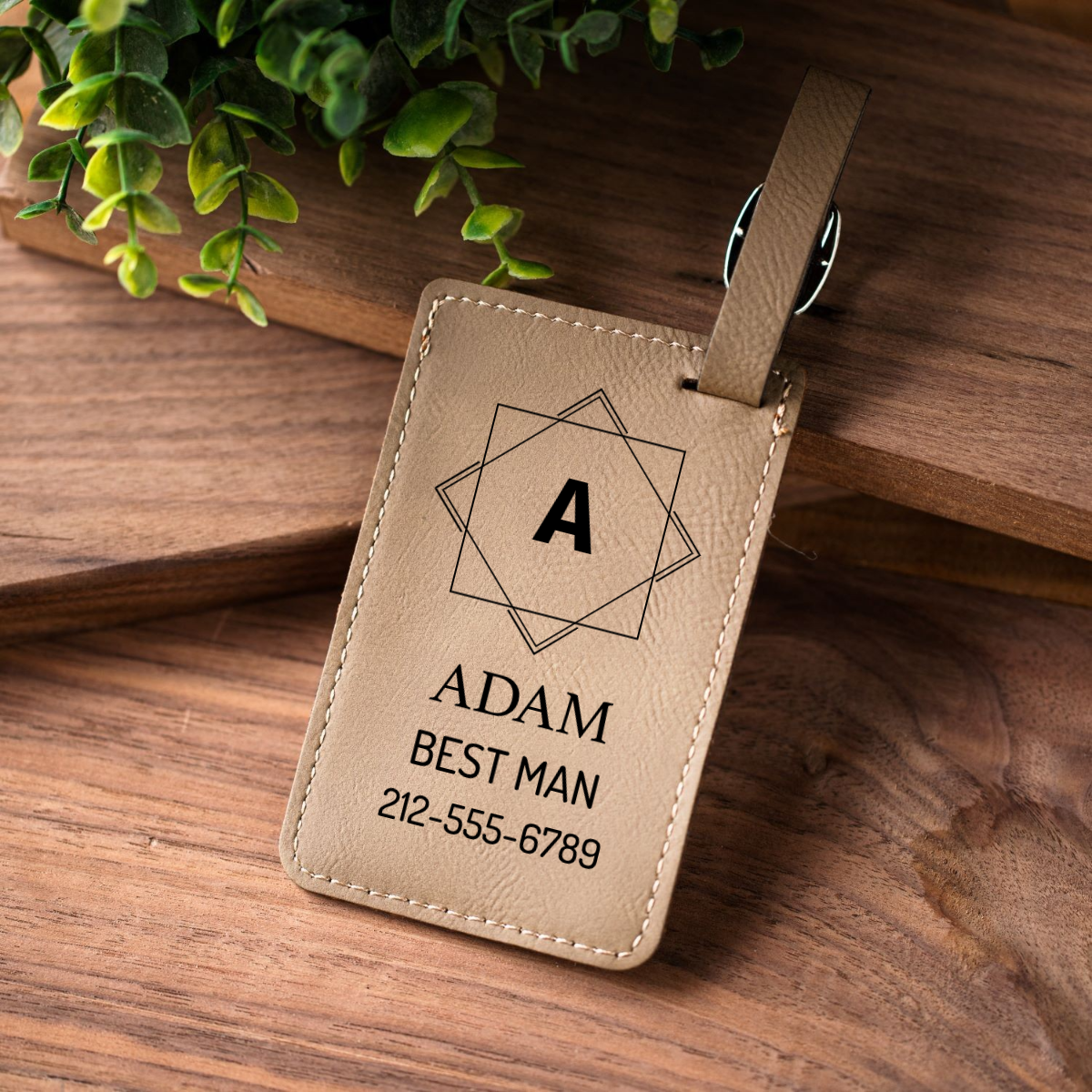Personalized vegan leather luggage tag with name for Groomsmen Proposal Gift Ideas Custom bag tag and Wedding Party Favor Gifts