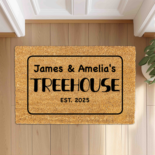 Personalized Treehouse Doormat, Housewarming Gift