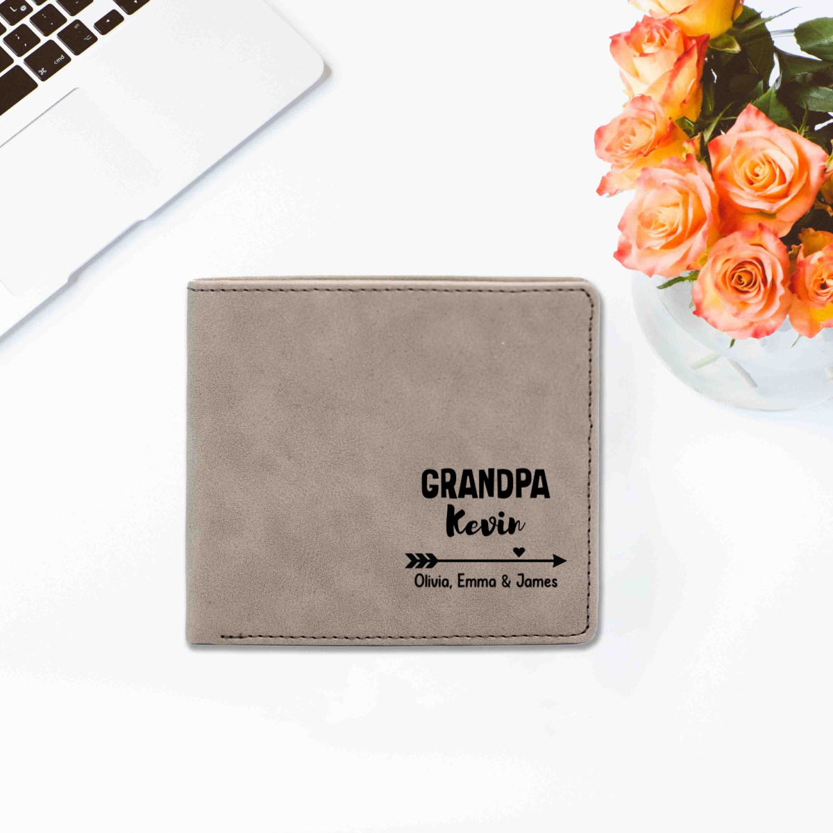 Personalized Funny Wallet for Grandpa, Custom Dad Gift with kids names, Fathers Day Gift