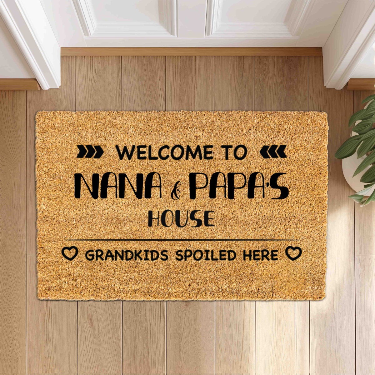 Personalized Grandma Grandpa Doormat, Nana Papa Mimi Gigi Grammy Nanny Pappy Welcome Coir Doormat, Grandparents Gift from Grandkids