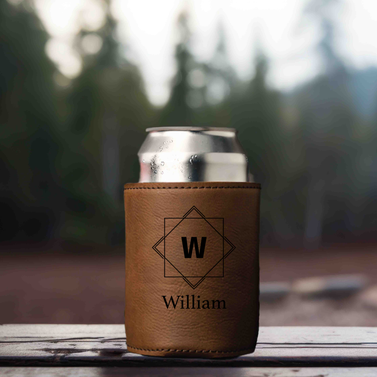 Personalized leather drink sleeves, beverage holders, beer can cooler, bottle Coolie