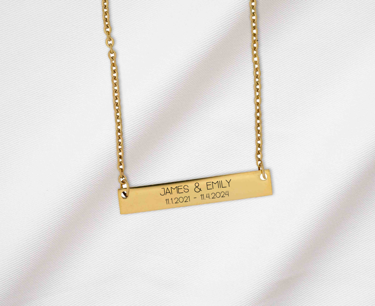 Personalized Necklace, Custom Engraved Bar Necklace with Children’s Names , Name Necklace for Mom, Grandma, Dad, Grandpa