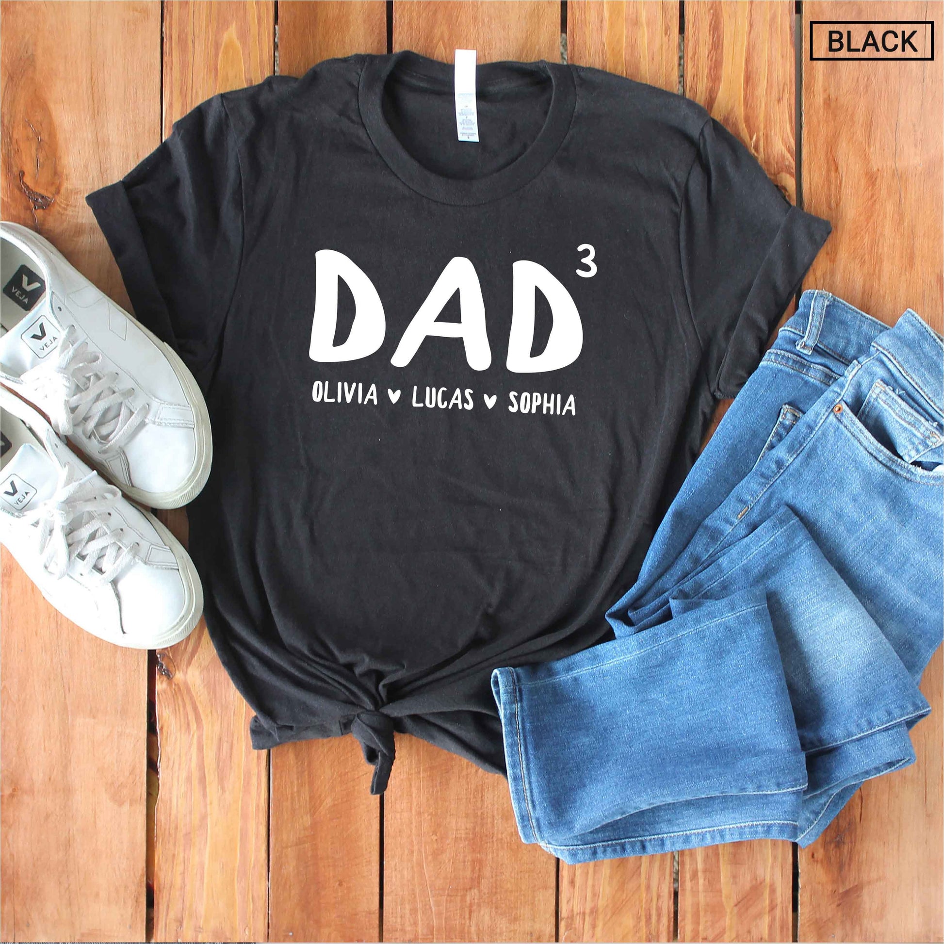 Unisex Personalized Dad of 3 Shirt - Custom Dad of Three Shirt