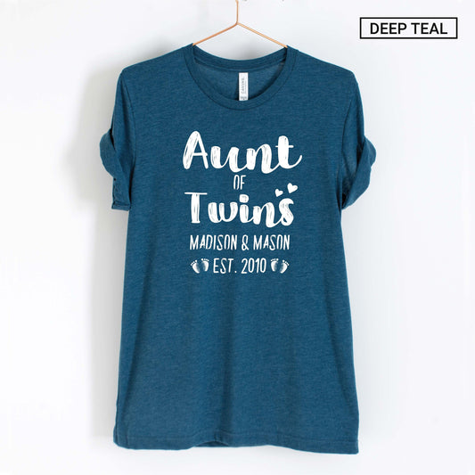 Unisex Personalized Aunt of Twins Shirt - Custom Aunt of Twins Shirt - Gift