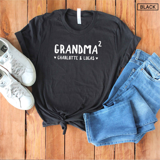 Unisex Personalized Grandma of 2 Shirt - Custom Grandma of 2 Shirt - Grandma of Two Gift