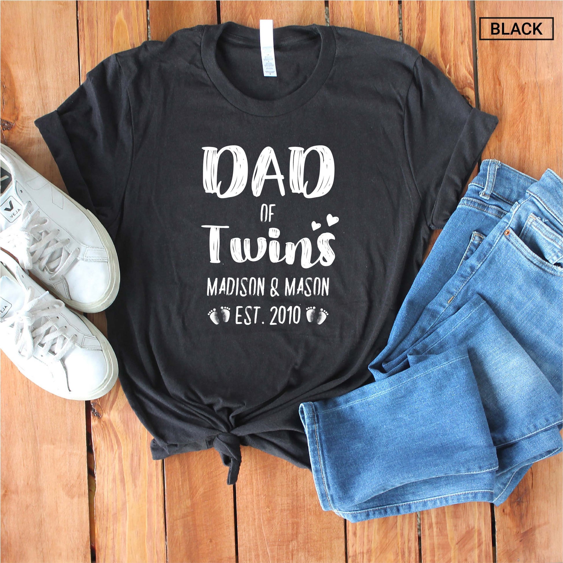 Unisex Personalized Dad of Twins Shirt - Custom Daddy of Twins Shirt - Gift