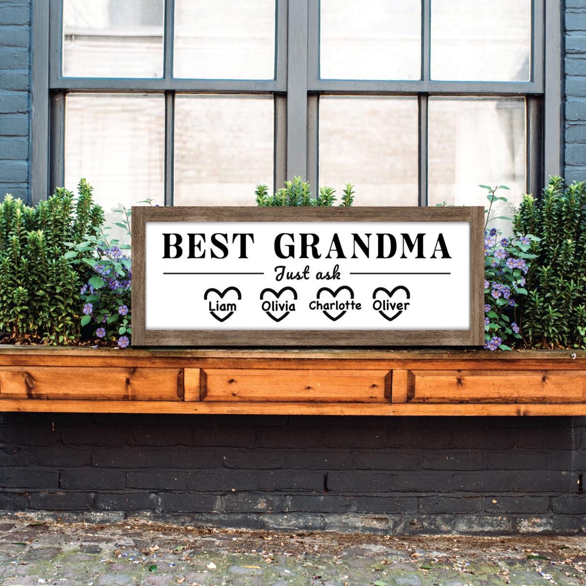 Personalized Best Grandma Sign, Custom Grandkids Names House Wood Decor for Grandparents, Grandpa, Nana, Grammy Gift