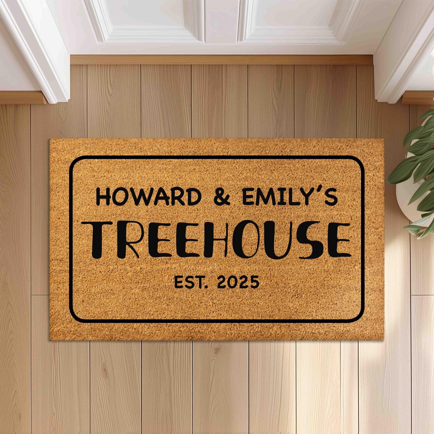 Personalized Treehouse Doormat, Custom Family Kids Playhouse Doormat, Home Welcome Door mat, Housewarming Gift Outdoor Mat