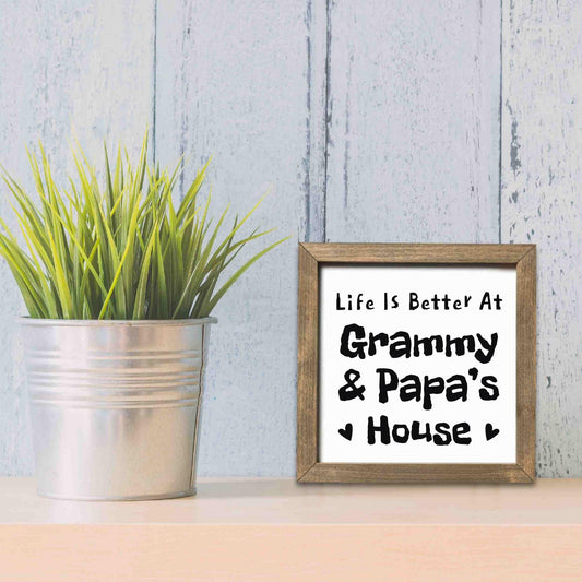 Grandma & Grandpa's House Welcome Sign, Life is better at grandma grandpa's house, Grandparents Home Sign, Gift, Square Wooden Decor