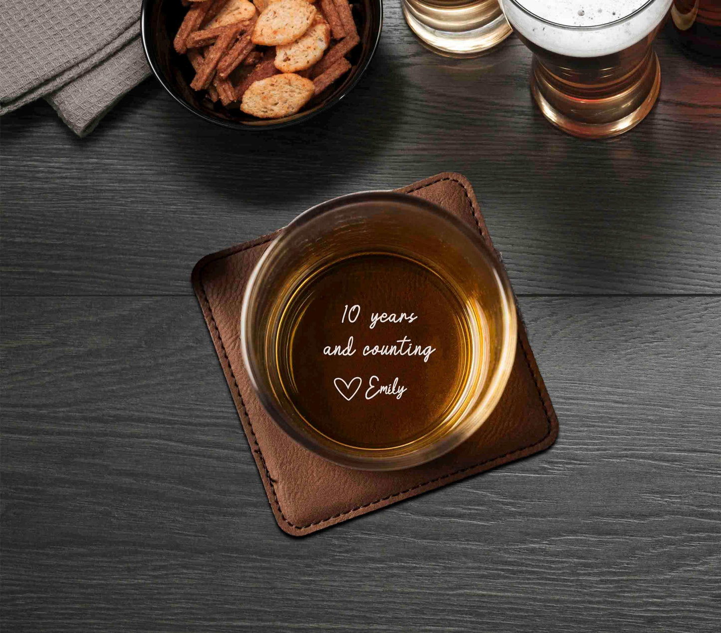 Personalized Whiskey Glasses for Husband, Boyfriend, Custom Engraved Rocks Glass, Funny Monogram Gift for Men, 10 year anniversary Gift