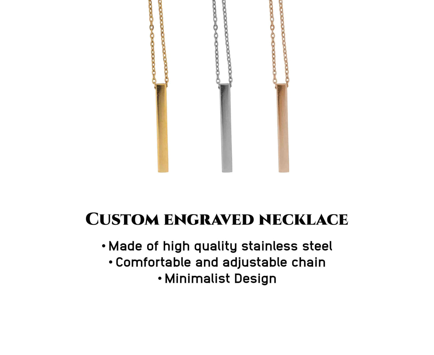 Personalized Simple Necklace for Valentines Day Anniversary, New Couple Wedding Gift Vertical Bar Necklace, Custom Engraved Dainty Necklace