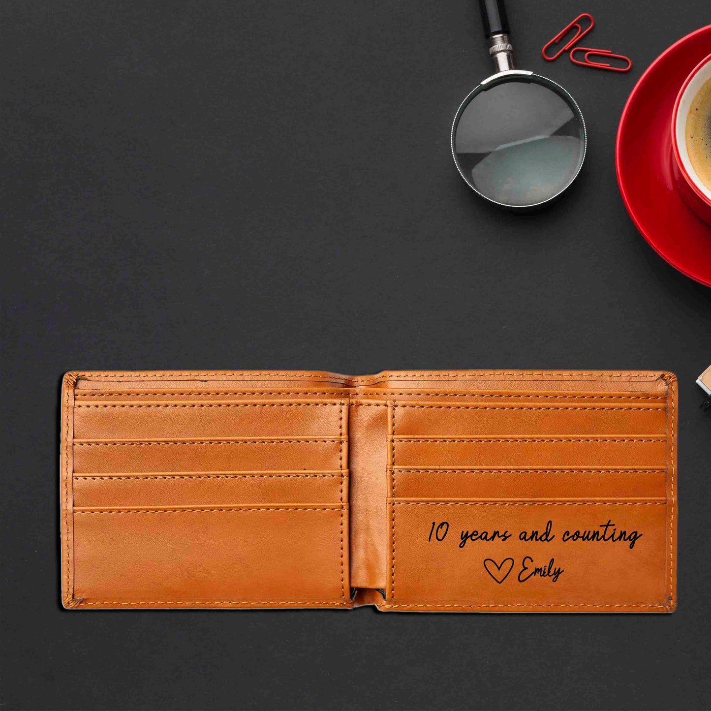 Personalized Wallet for Husband Boyfriend with Engraved Name/Message inside, Anniversary Gift, Valentine’s Day Gift for Men