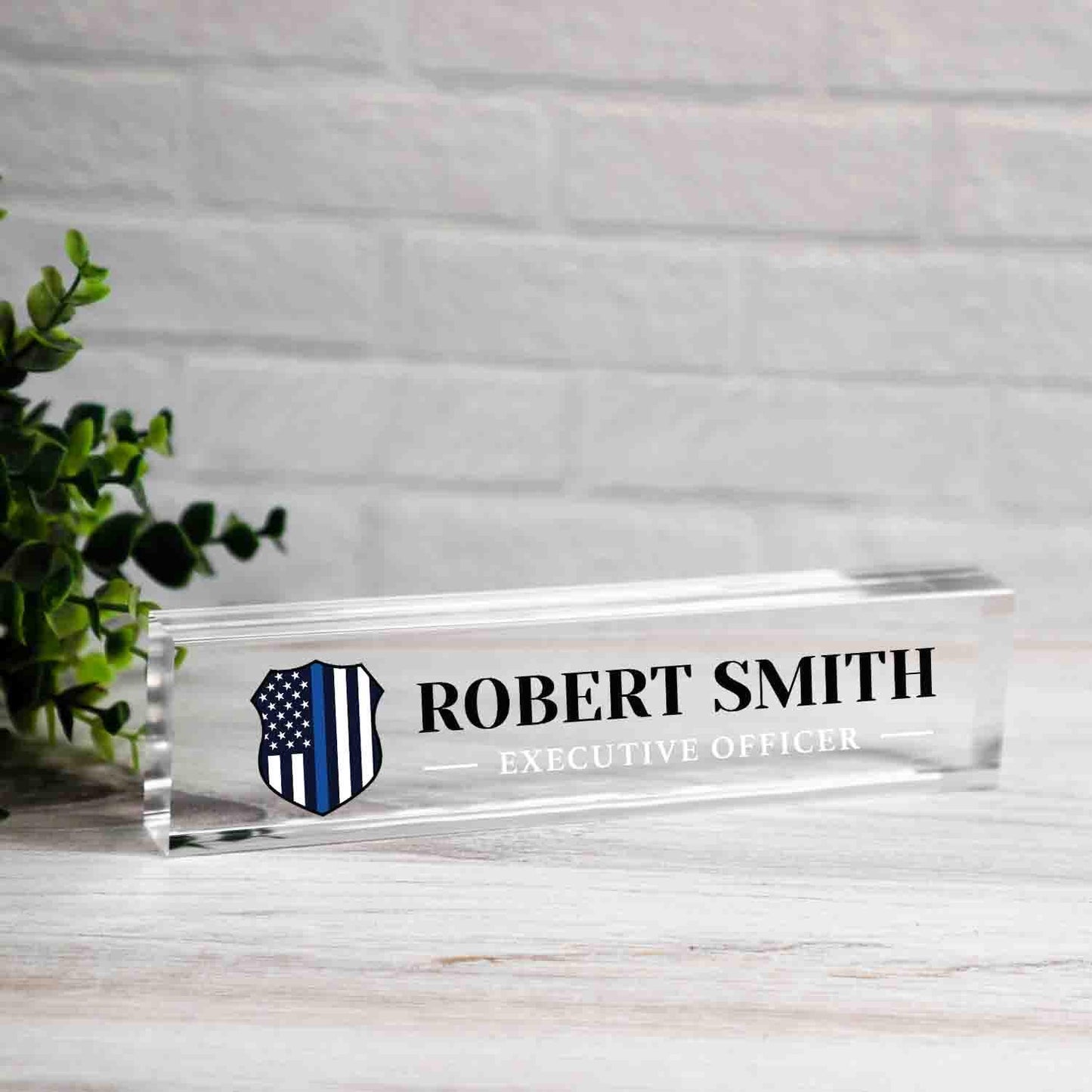 Personalized Police Officer Nameplate, Custom Law Enforcement Name Wedge, Desk Sign, Office Job Title Desk Bar Clear Name Plate