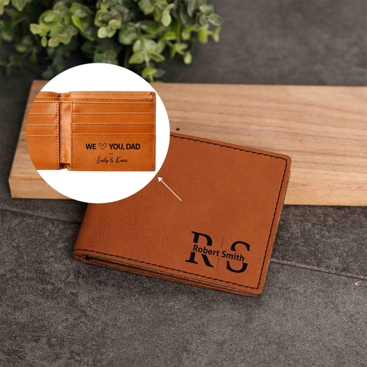 Personalized Wallet for Dad Grandpa Uncle with Engraved Name/Message inside, Father’s Day Gift for Men