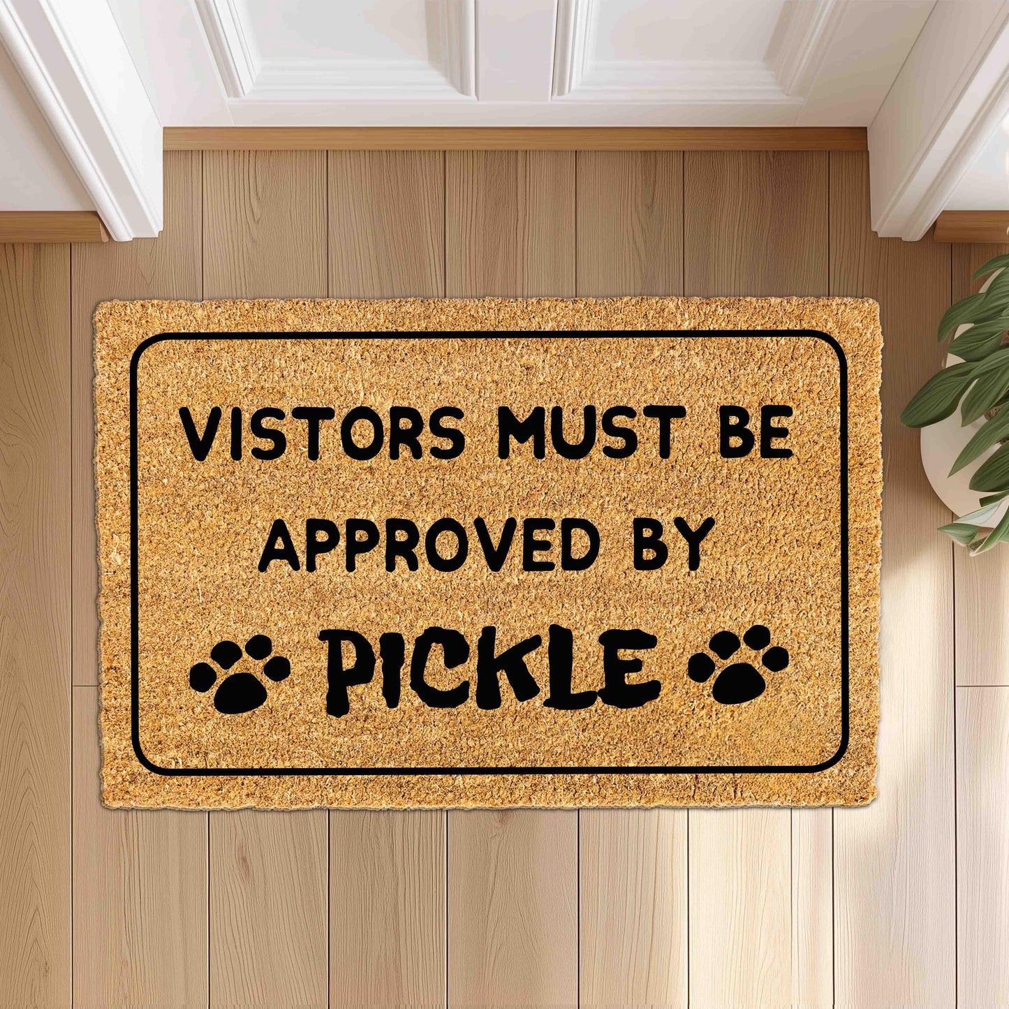 Personalized Funny Doormat with Dog / Cat Pet Names, Custom Family Home Welcome Doormat, Housewarming Gift, House Decor Outdoor Mat