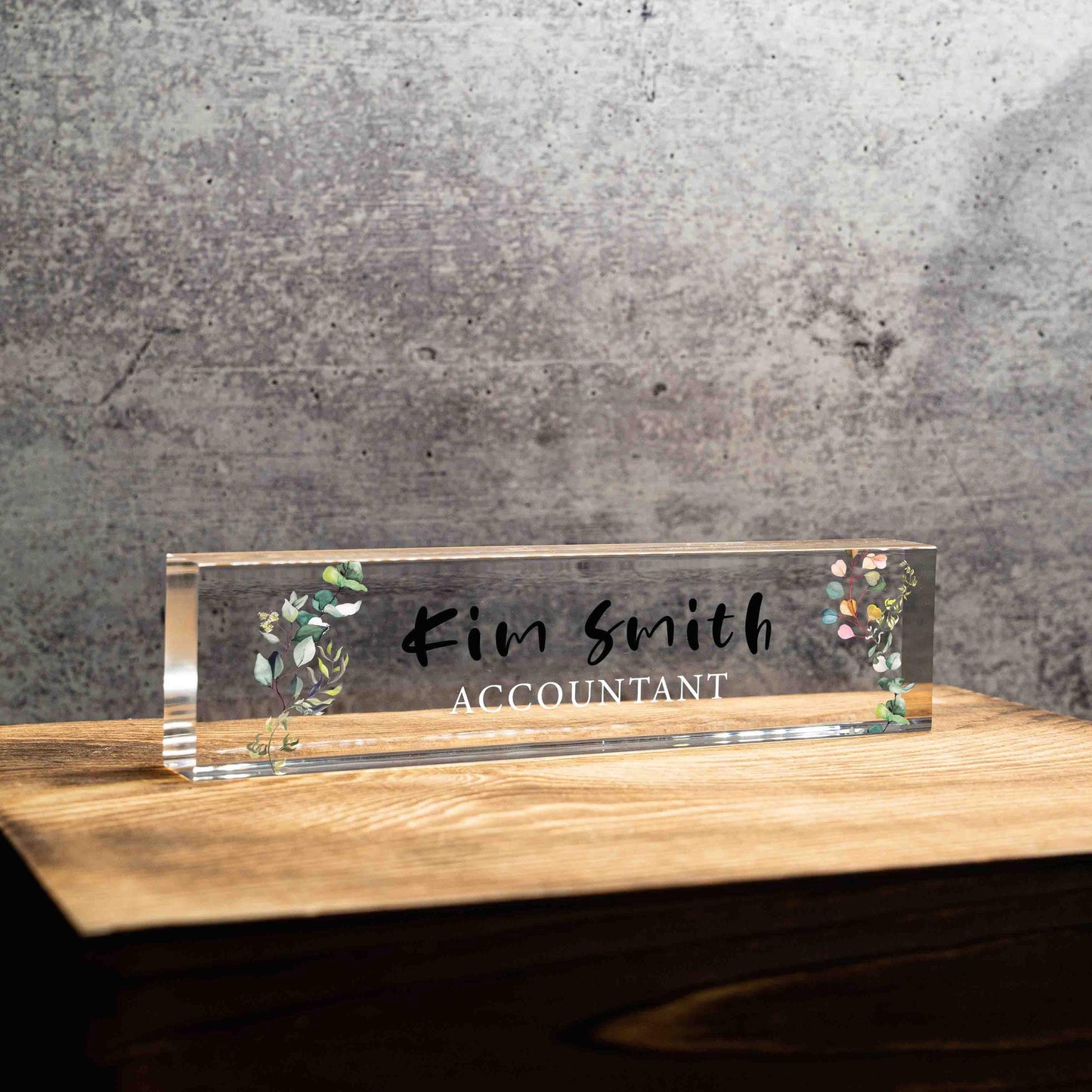 Personalized Nameplate for Accountant or any title, Custom Name Wedge, Desk Sign, Office Job Title Desk Bar Clear Name Plate