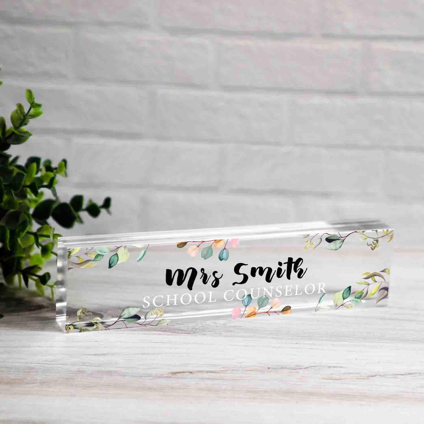 Personalized Nameplate for School Counselor or any title, Custom Name Wedge, Desk Sign, Office Job Title Desk Bar Clear Name Plate