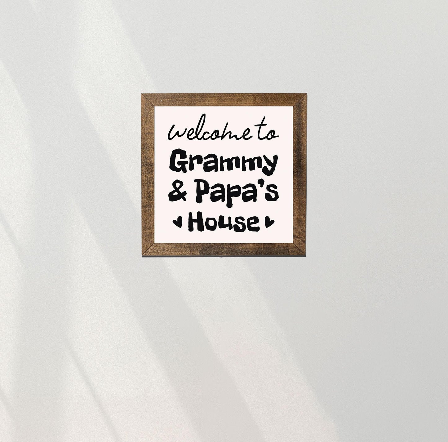 Grandma & Grandpa's House Welcome Sign, Grandparents Home Sign, Gift, Square Wooden Decor