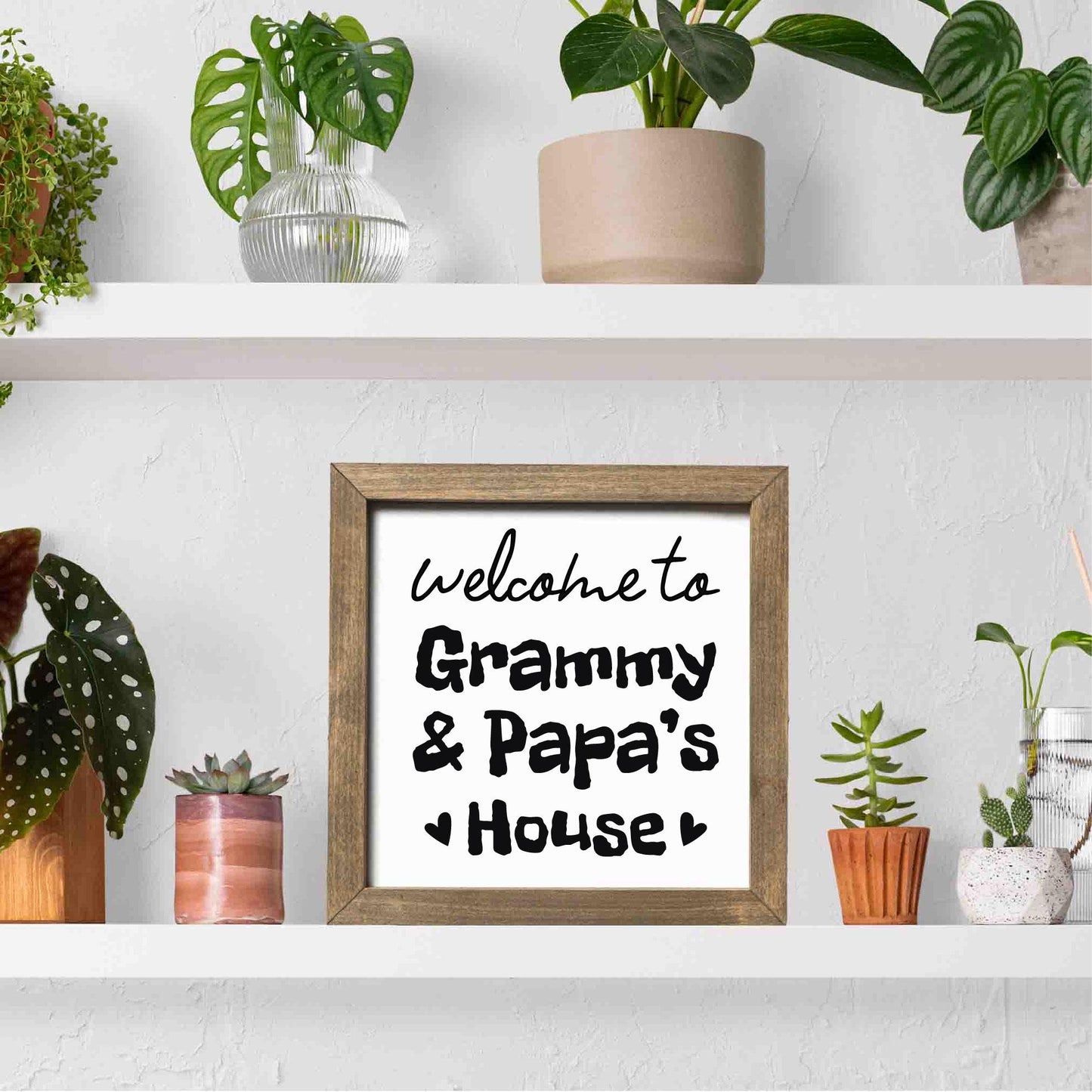 Grandma & Grandpa's House Welcome Sign, Grandparents Home Sign, Gift, Square Wooden Decor