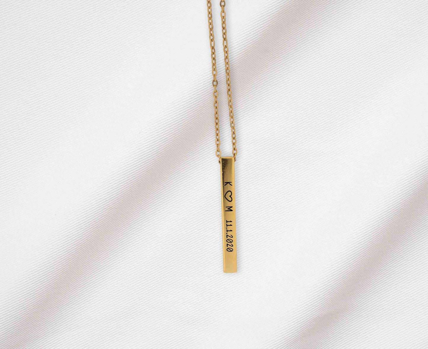 Personalized Simple Necklace for Valentines Day Anniversary, New Couple Wedding Gift Vertical Bar Necklace, Custom Engraved Dainty Necklace