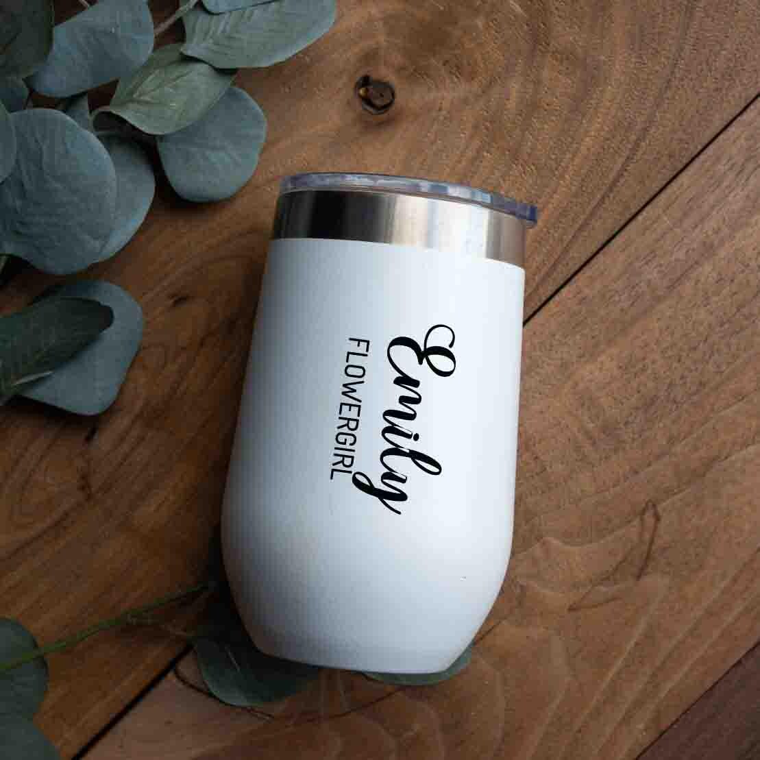 Personalized Wedding name title tumbler, 16oz BPA-free stainless steel Wine Tumbler, Custom Wine Cup for Bride, Bridesmaids, Maid of Honor