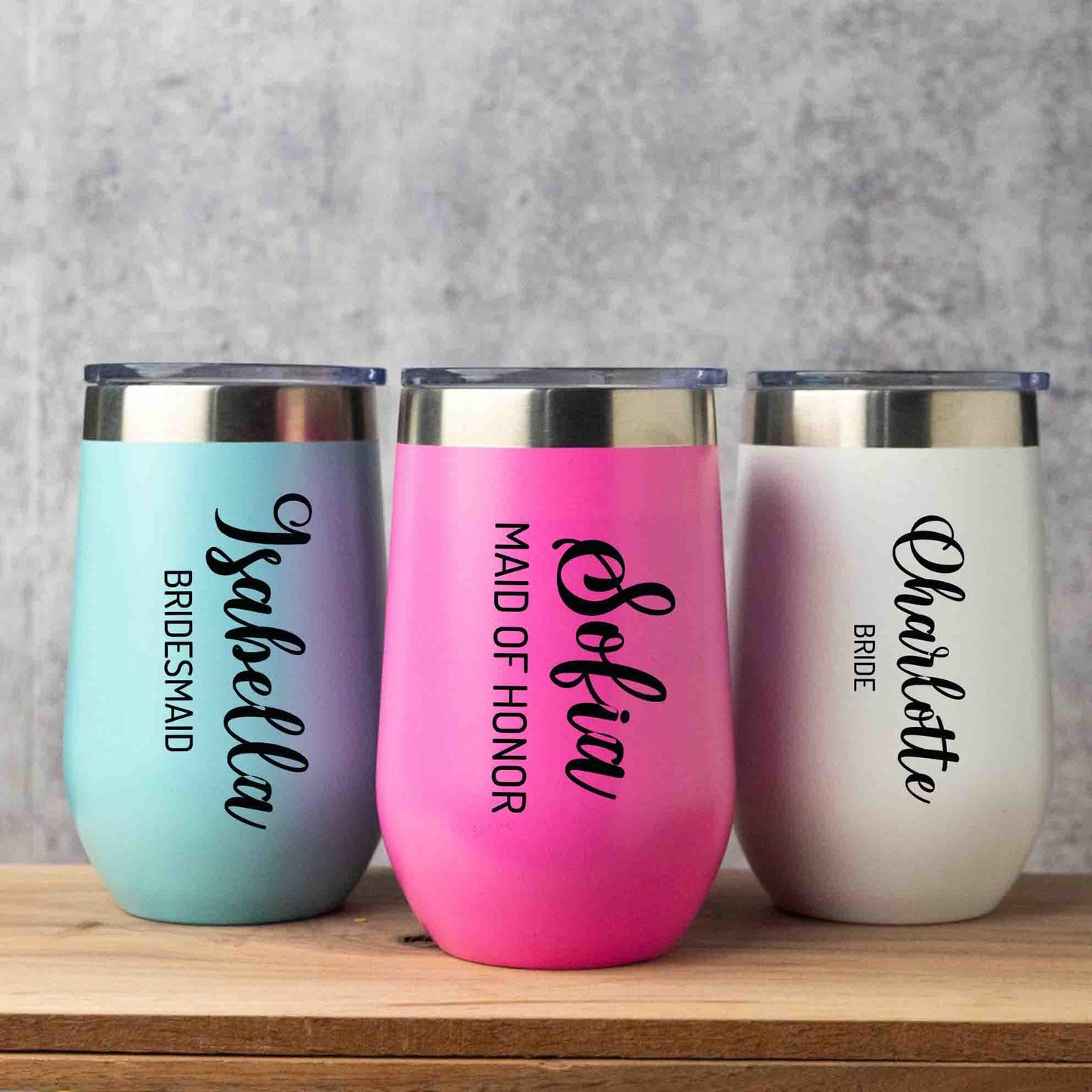 Personalized Wedding name title tumbler, 16oz BPA-free stainless steel Wine Tumbler, Custom Wine Cup for Bride, Bridesmaids, Maid of Honor