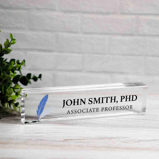 Personalized Nameplate for Associate Professor or any title, Custom Name Wedge, Desk Sign, Office Job Title Desk Bar Clear Name Plate