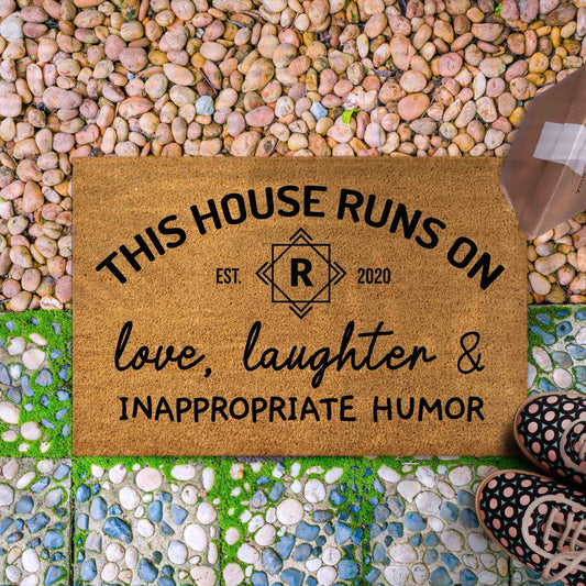 Personalized Welcome Doormat with Family Initial Letter, Custom monogram last name doormat, Housewarming Gift, House Decor Outdoor Mat