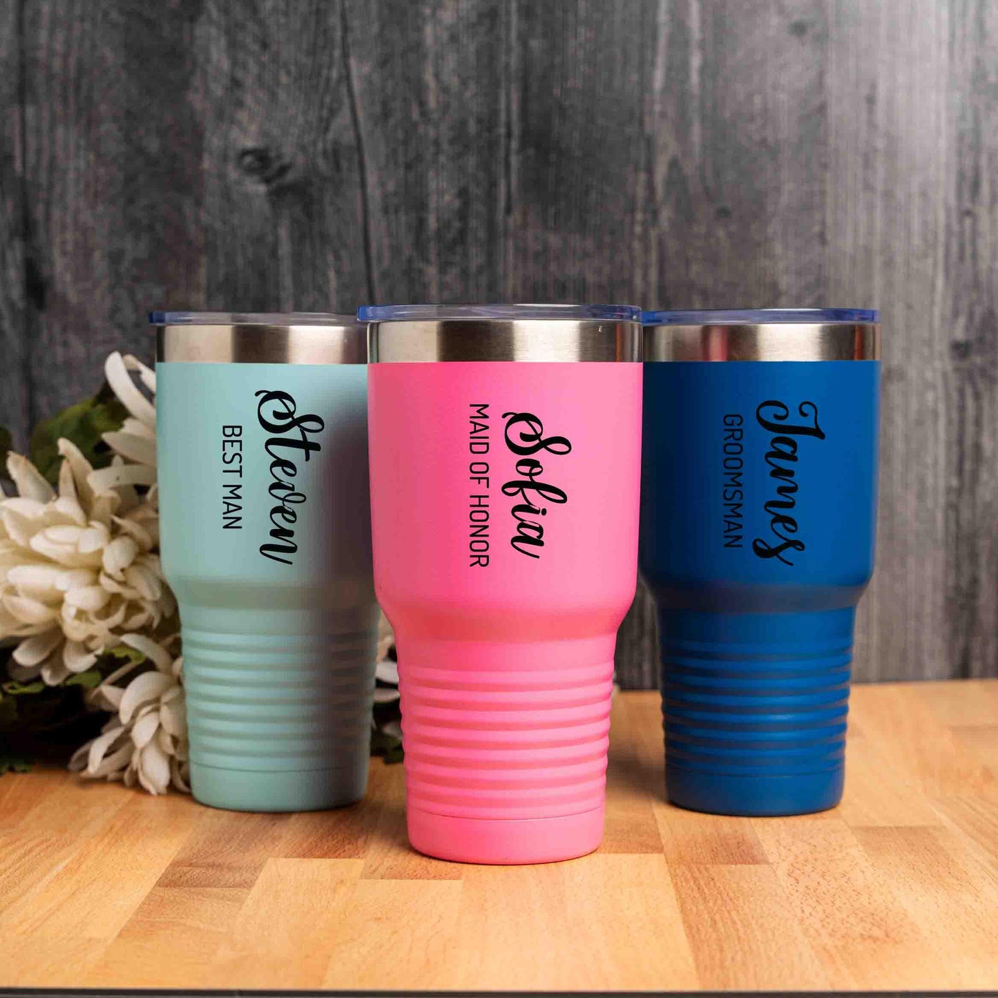 Personalized tumbler with Wedding name title, 30oz Stainless Steel Tumbler, Custom groomsman proposal gift, Best man Maid of honor gift