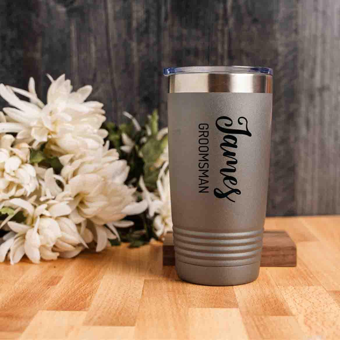 Personalized tumbler with Wedding name title, 20oz Stainless Steel Tumbler, Custom groomsman proposal gift, Best man Maid of honor gift
