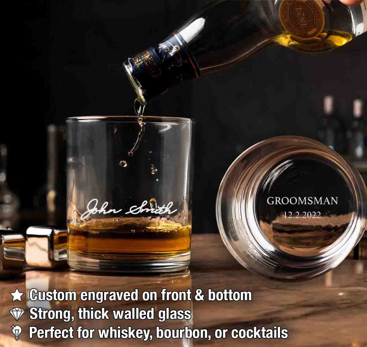 Personalized Whiskey Glasses for Groomsmen Proposal Gift Ideas Custom Glasses and Wedding Party Favor Gifts