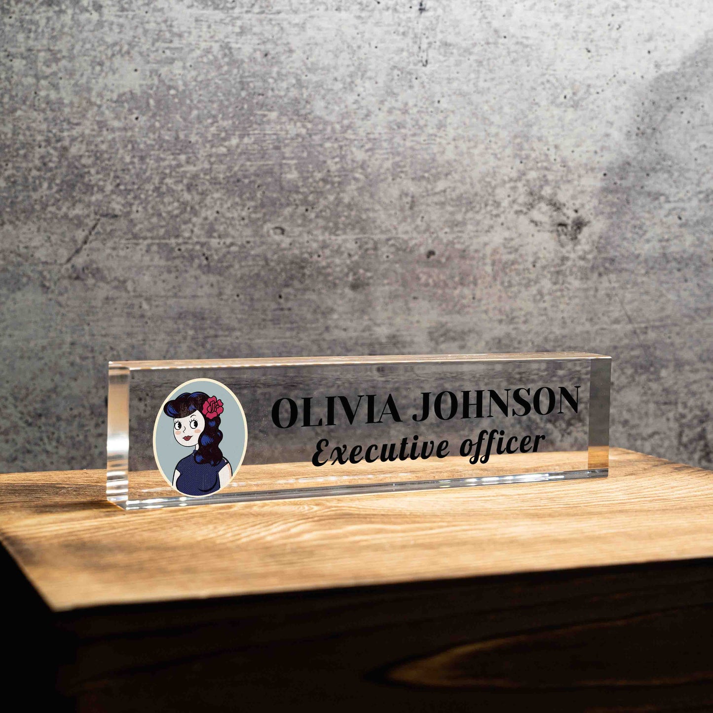Personalized Office Nameplate, Custom Business Name Wedge, Clear Firm Office Desk Sign, Promotion Gift, Work Job Title Desk Bar Name Plate