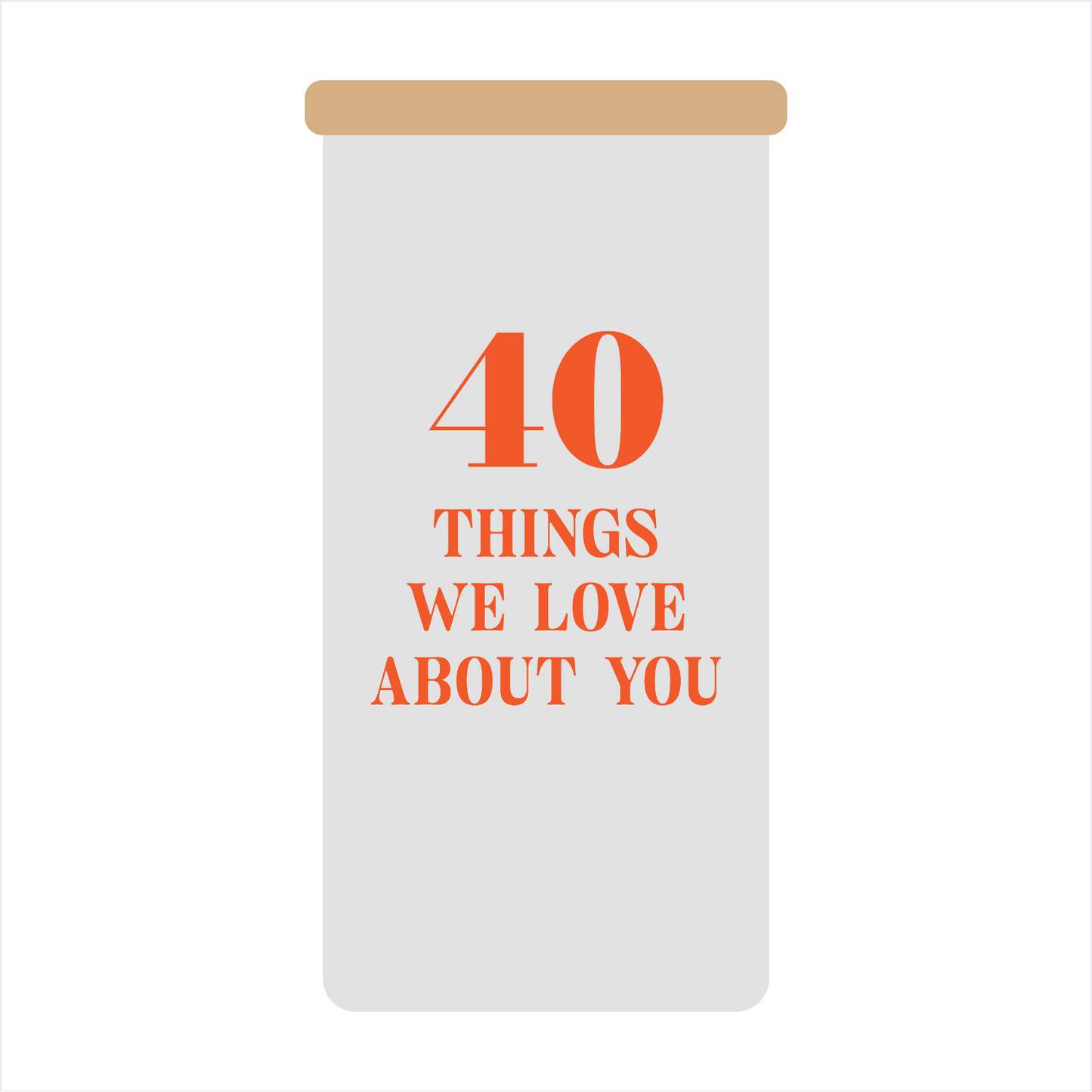 Personalized 40th Birthday DIY Gift Glass Jar, Orange