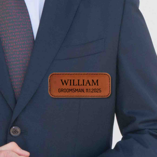 Personalized name badge with Magnet Backing - Custom vegan leather Tag Badge for Business or Wedding