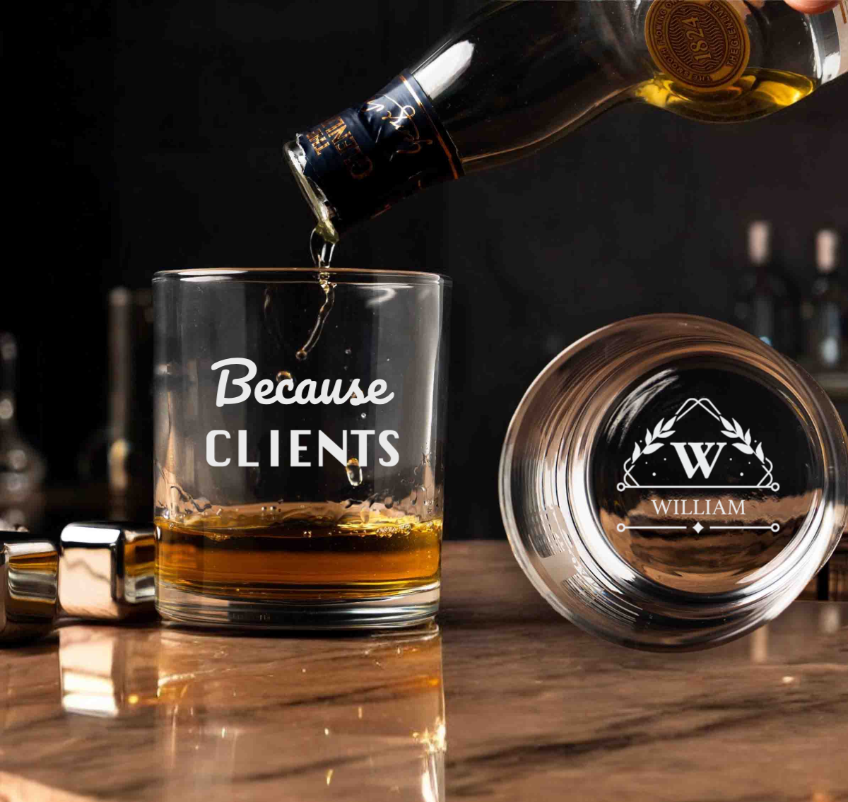 Personalized Whiskey Glasses - Because Clients