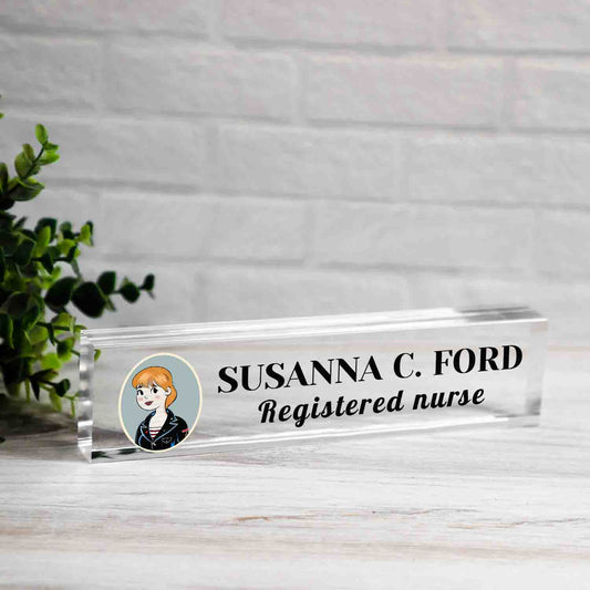 Personalized Office Nameplate, Custom Business Name Wedge, Clear Firm Office Desk Sign, Promotion Gift, Work Job Title Desk Bar Name Plate