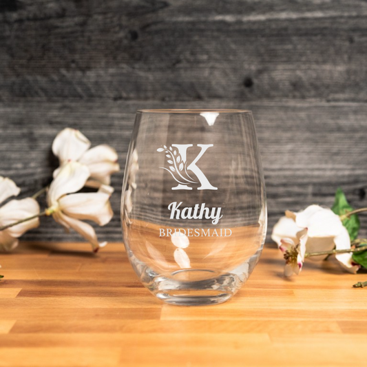 Personalized stemless wine glass