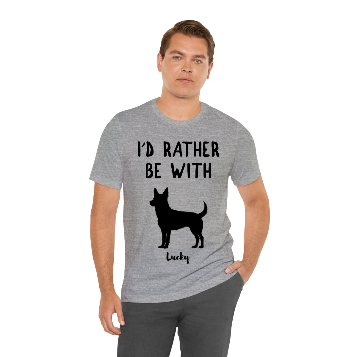 Personalized Funny Dog Cat Shirt, Custom I'd rather be with Dog Cat Pet Shirt with Silhouette and Pet Names