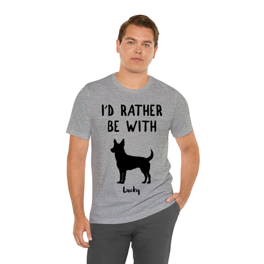 Personalized Funny Dog Cat Shirt, Custom I'd rather be with Dog Cat Pet Shirt with Silhouette and Pet Names