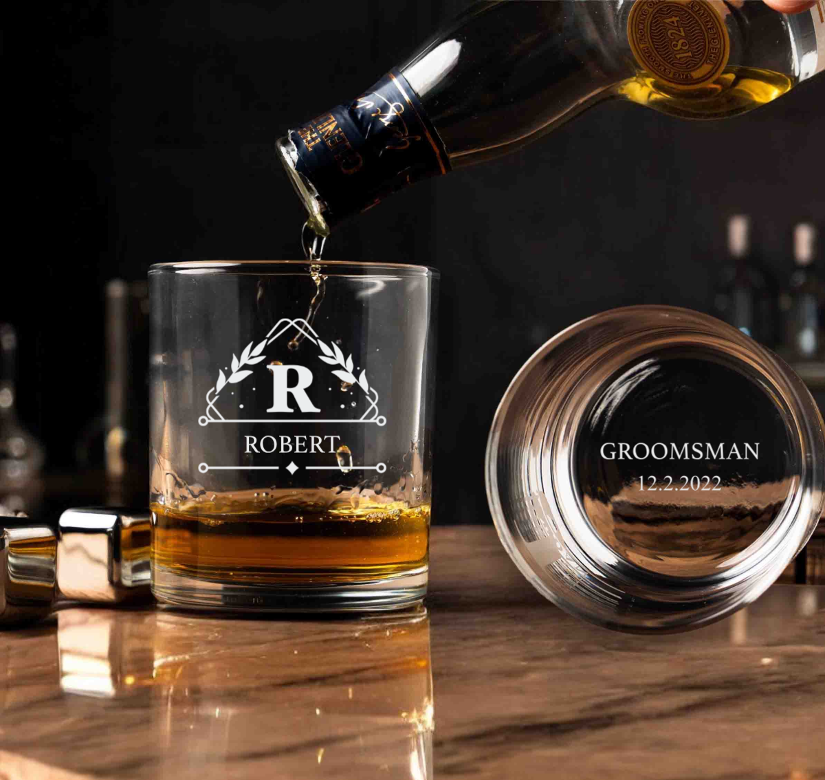Personalized Whiskey Glasses for Groomsmen Proposal Gift Ideas Custom Glasses and Wedding Party Favor Gifts