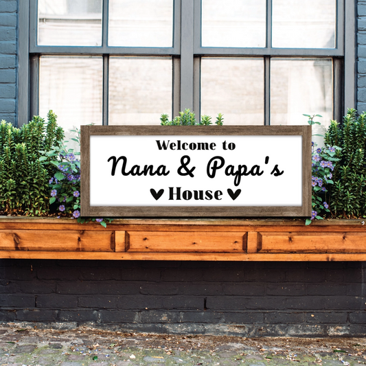 Personalized Wood Sign, Nana & Papa House Wood Sign, Home Decor, Wall art, Grandparents Gift