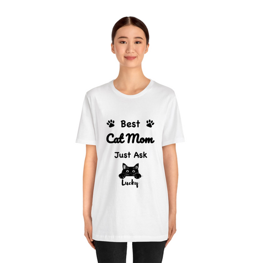 Personalized Funny Best Cat Mom Shirt, Custom Dog Cat Pet Shirt with Silhouette and Pet Names