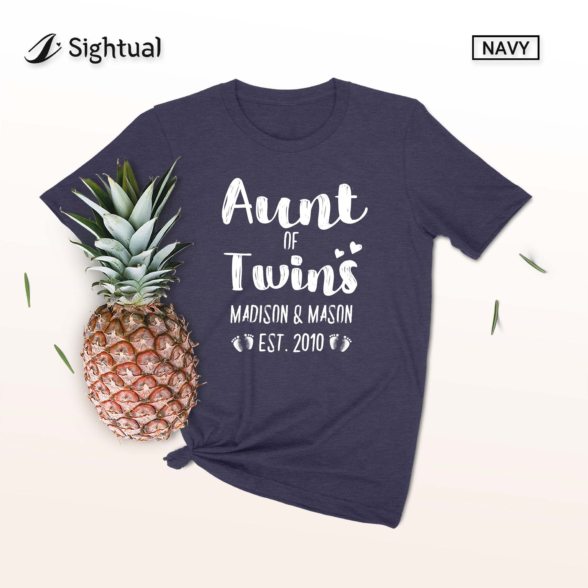 Unisex Personalized Aunt of Twins Shirt - Custom Aunt of Twins Shirt - Gift