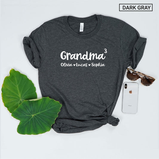 Personalized Grandma of 3 Shirt - Cute Grandma of Three Shirt - Gift [Unisex Shirt]